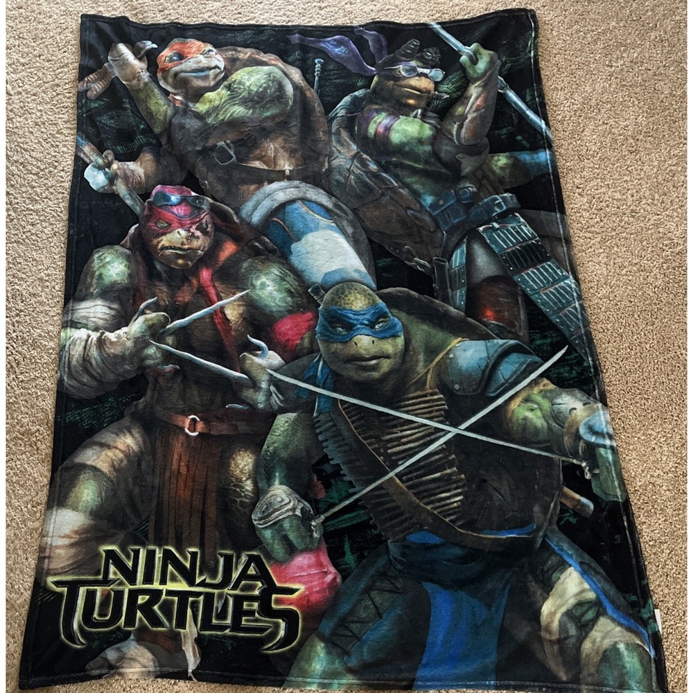 2014 RARE Nickelodeon TMNT Ninja Turtles Large Plush Throw Blanket 50"x 60"